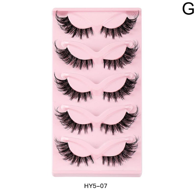 Bestselling 5-pack of slanted fox-shaped false eyelashes, natural and thick, simulated cat-eye eyelashes.
